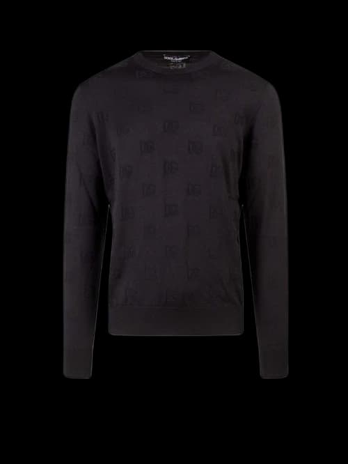 Dolce & Gabbana Man Silk All-Over Logo Sweater Black