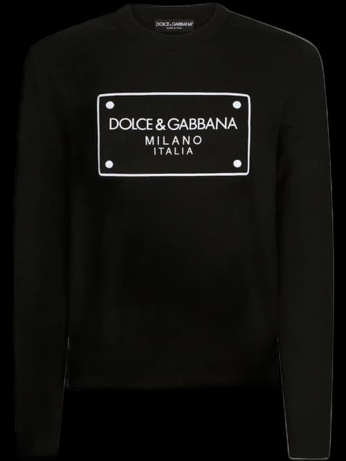 Dolce & Gabbana Intarsia Logo Wool Jumper Black