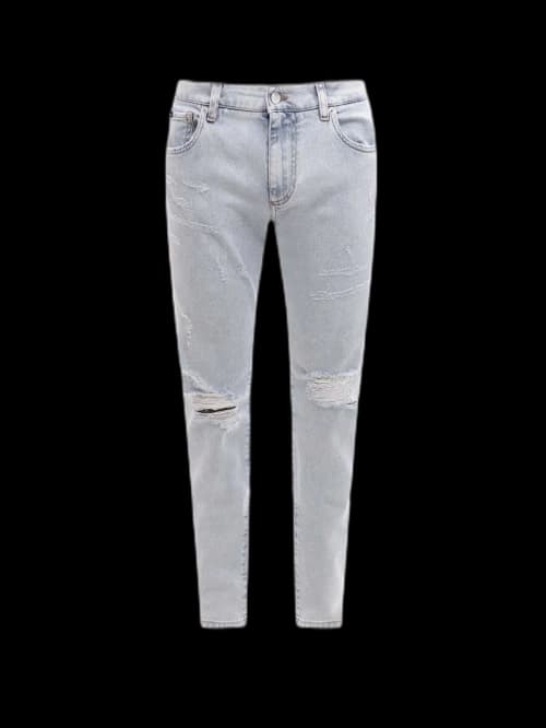 Dolce & Gabbana Man Stretch Cotton Ripped Effect Jeans Blue