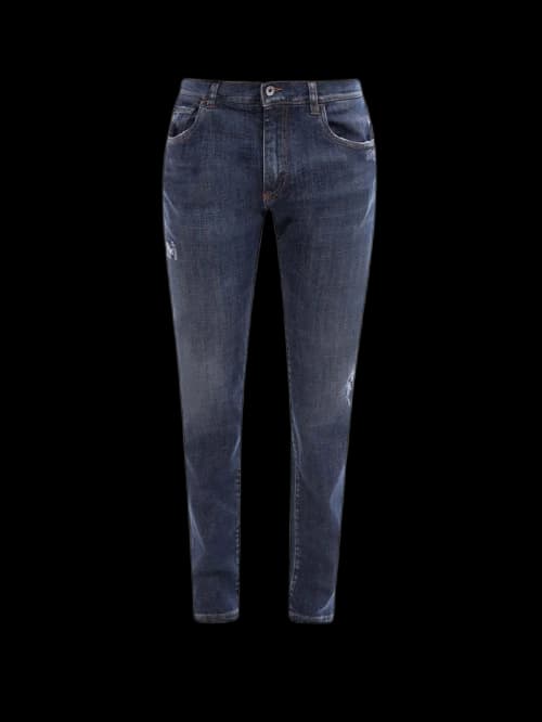 Dolce & Gabbana Man Stretch Cotton Back Logo Patch Jeans Blue