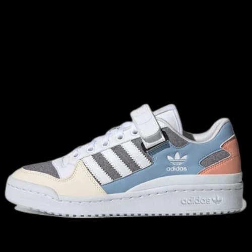 adidas originals Forum Low Wear-resistant Non-Slip Casual Skateboarding Shoes White Blue Gray (Women's)