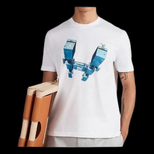 HERMES Odyssee 3D Pattern Printing Short Sleeve White