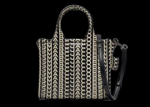 Marc Jacobs The Monogram Leather Micro Tote Black/White
