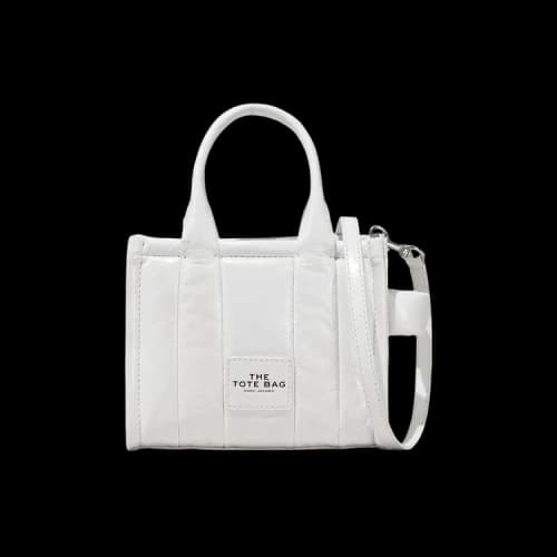 Marc Jacobs Shiny Crinkle Leather Crossbody Tote Bag White