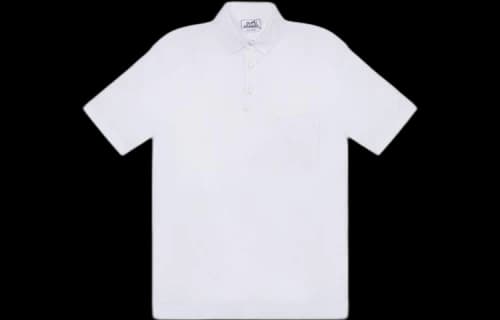 HERMES SS21 H Solid Color Short Sleeve Button Polo Shirt White