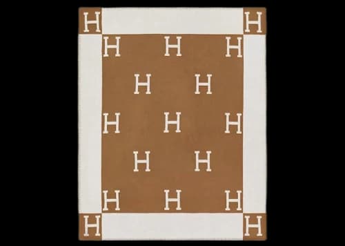 Hermes Avalon Throw Blanket Ecru/Camel