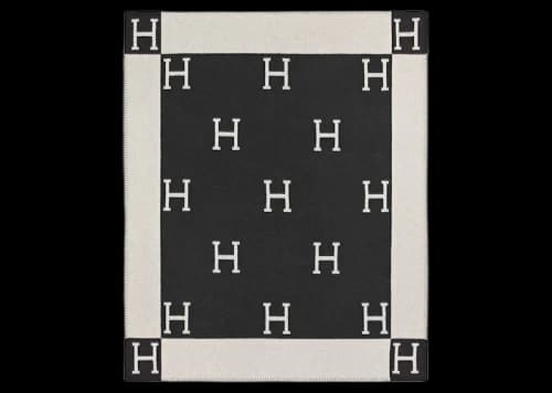 Hermes Avalon Throw Blanket Ecru/Gris Fonce