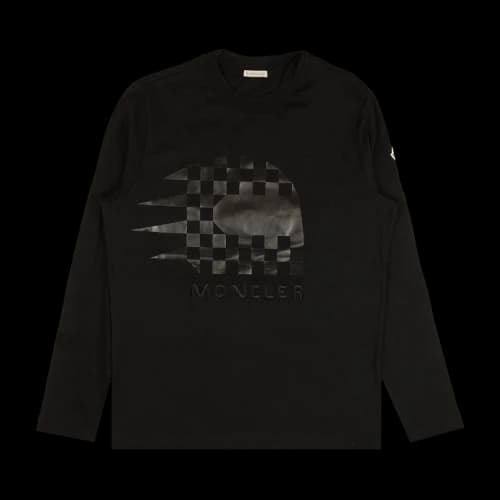 Moncler Check Logo Long-Sleeve T-Shirt 'Black'