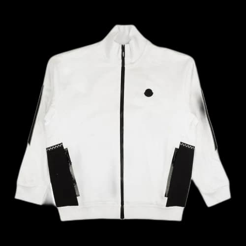 Moncler Zip Up Logo Patch Hoodie Sweatshirt 'White'