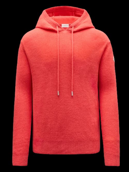Moncler Wool and Cashmere Knit Hoodie Orange