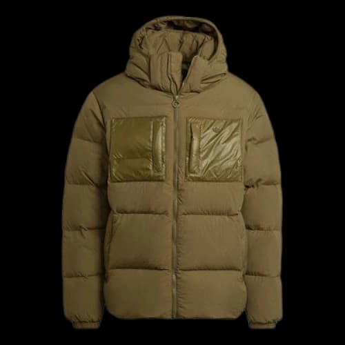 adidas originals Down Regen Puff Pocket Splicing Solid Color Sports Hooded Down Jacket