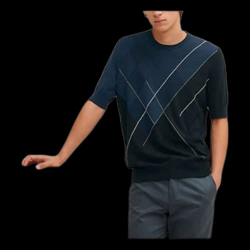 HERMES SS21 Casual Round Neck Short Sleeve Navy Blue T-Shirt