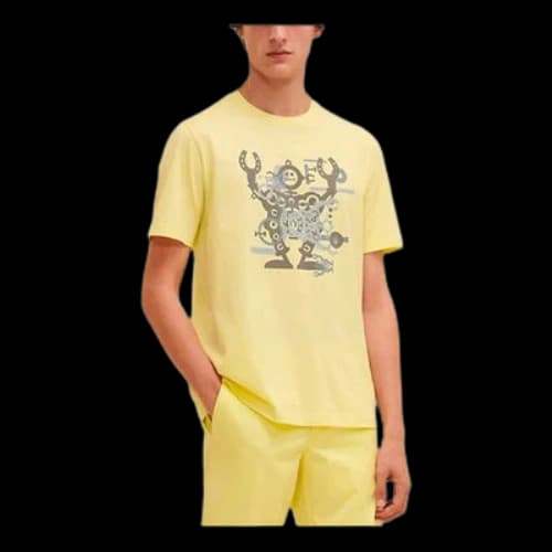 HERMES SS21 Hello Mr Farrier Pattern Printing Cotton Short Sleeve Round Neck Unisex