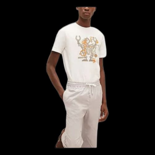 HERMES SS21 Casual Cartoon Printing Short Sleeve White