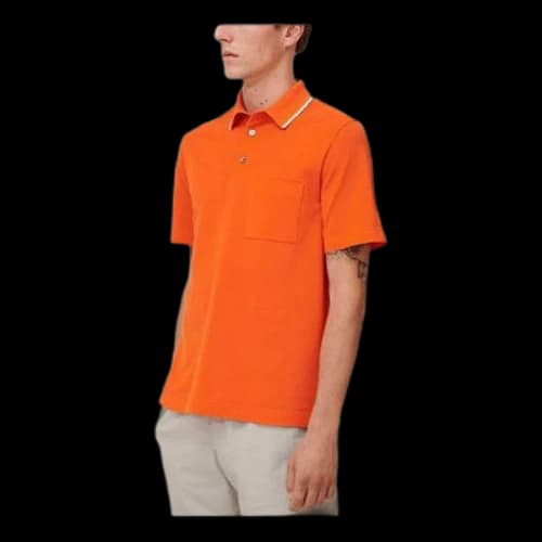 HERMES SS21 H Pocket Short Sleeve Polo Shirt Orange