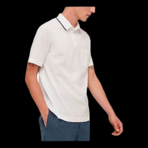 HERMES SS21 Pocket Short Sleeve Polo Shirt White