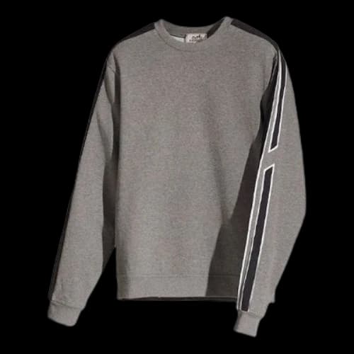 HERMES FW21 Shoulder Stripe Splicing Long Sleeves Round Neck Sports Gray