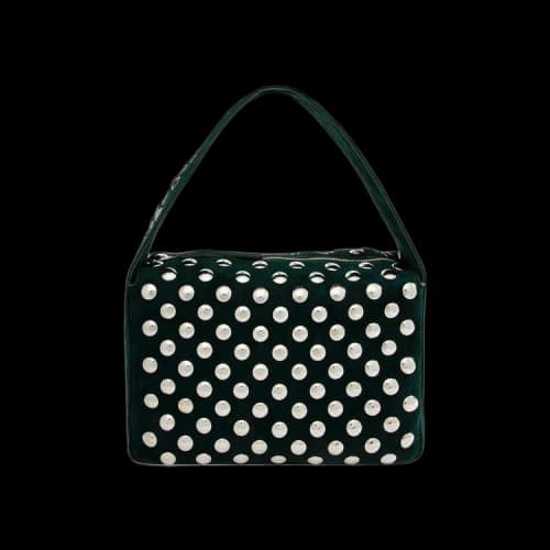 Khaite Elena Suede Studded Shoulder Bag 'English Green'