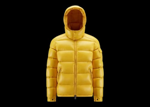 Moncler Maya Short Down Jacket Yellow Plaid