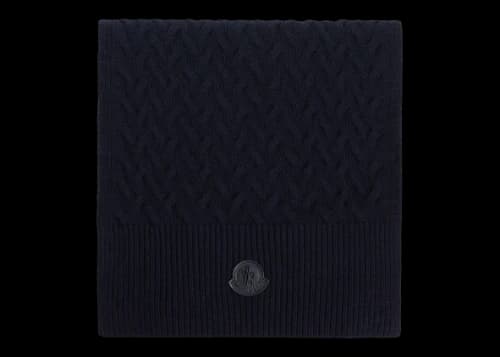 Moncler Logo Patch Wool Scarf Black