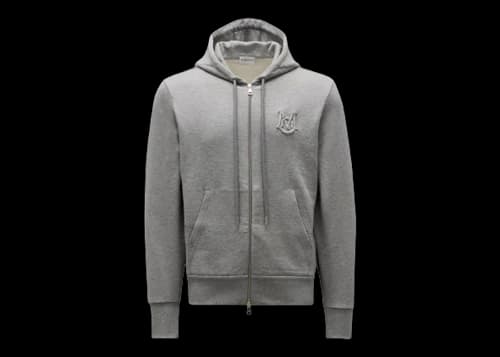 Moncler Monogram Zip-Up Hoodie Grey
