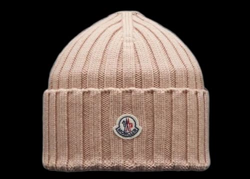 Moncler Ribbed Knit Beanie Light Pink
