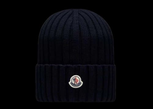Moncler Ribbed Knit Beanie Navy