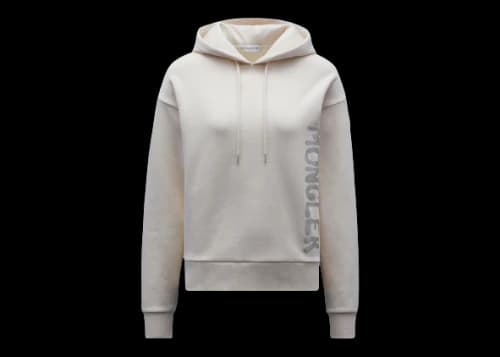 Moncler Women's Metallic Spray Effect Logo Print Hoodie Pearled Ivory