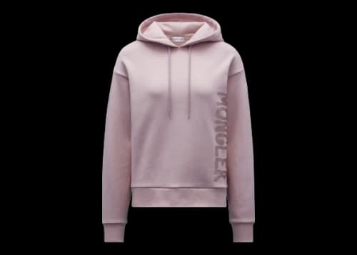 Moncler Women's Metallic Spray Effect Logo Print Hoodie Petal Pink