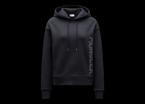 Moncler Women's Metallic Spray Effect Logo Print Hoodie Black