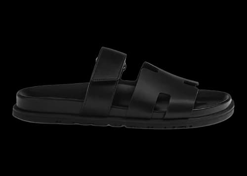 Hermes Chypre Sandal Noir Calfskin Leather (M)