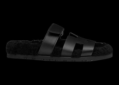 Hermes Chypre Sandal Noir Leather Woolskin (Women's)