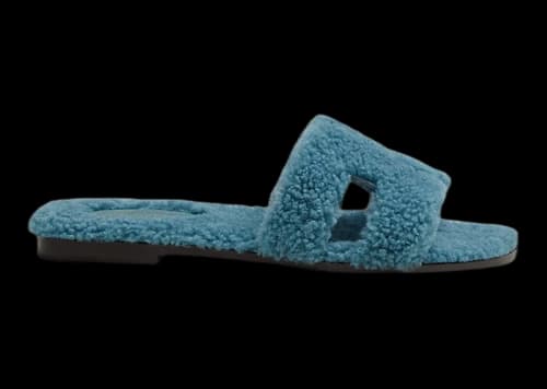 Hermes Oran Sandal Blue Woolskin