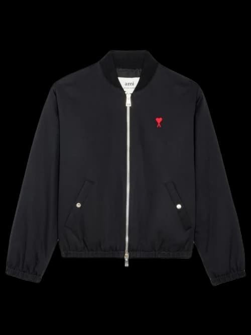 Ami Paris Ami De Coeur Zip-up Bomber Jacket Black/Red