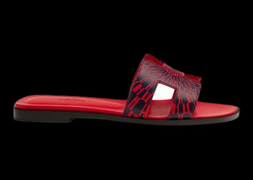 Hermes Oran Sandal Marine Rouge Maison Calfskin Leather