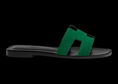 Hermes Oran Sandal Vert Electrique Suede Goatskin