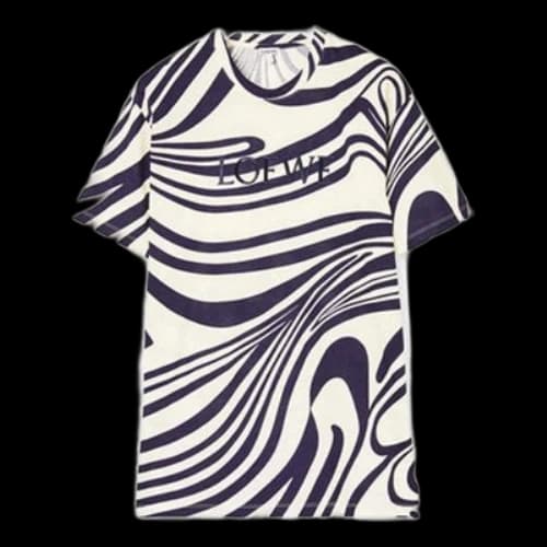 LOEWE Stripe Cotton Short Sleeve White Blue
