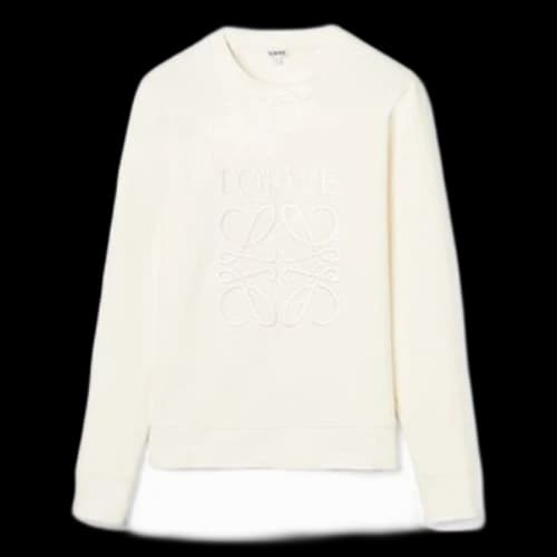 LOEWE Anagram Logo Embroidered Cotton Pullover Creamy White