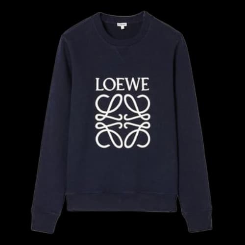 LOEWE Anagram Logo Embroidered Cotton Pullover Navy Blue