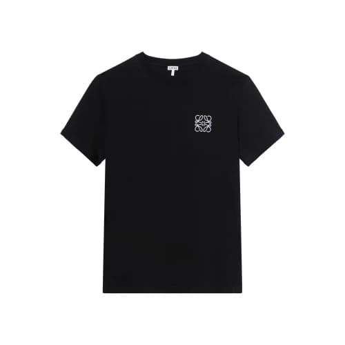 LOEWE Anagram Embroidered Cotton Round Neck Short Sleeve Black