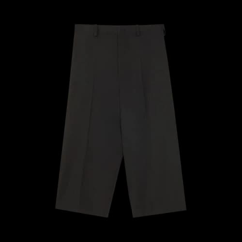 Loewe Wool Gabardine Cropped Back Buckle Trousers 'Black'