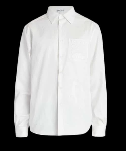 LOEWE Anagram Debossed Cotton Shirt White