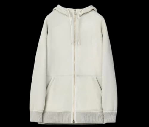 LOEWE Zip-Up Shearling Hoodie Natural White