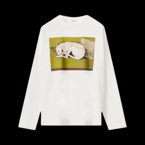 Loewe Long-Sleeve Greyhound Print T-Shirt 'White'