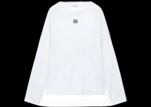 LOEWE Oversized Fit Long Sleeve T-Shirt in Cotton White