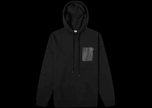 LOEWE Anagram Leather Patch Hoodie Black
