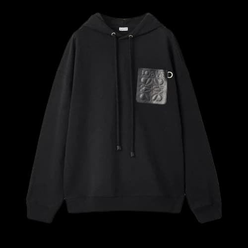Loewe Anagram Leather Patch Hoodie 'Black'
