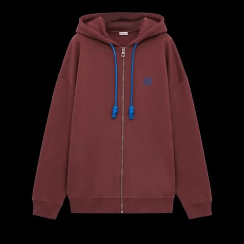 Loewe Zip Up Hoodie 'Burgundy'