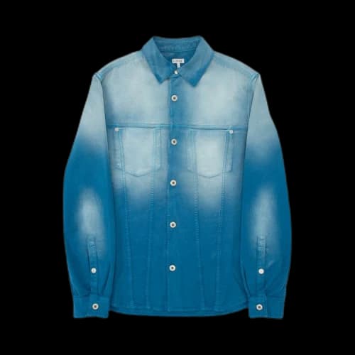 LOEWE Sunbleach Denim Regular Fit Overshirt Shirt Blue