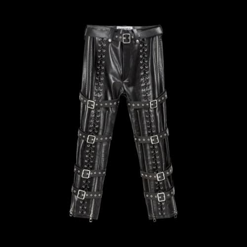 Loewe Nappa Calfskin Leather Eyelet Bondage Trouser 'Black'